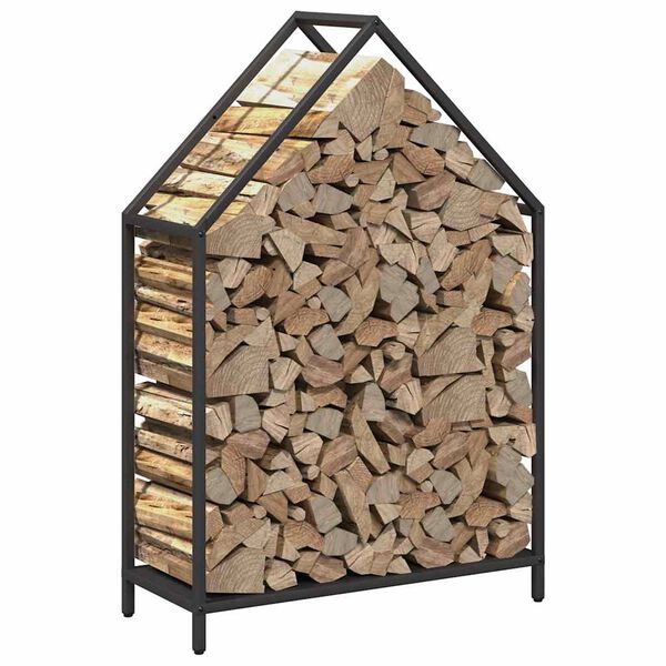 vidaXL Firewood Rack Black 60x25x90 cm Cold-rolled steel