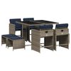 vidaXL 9 Piece Garden Dining Set with Cushions Grey Poly Rattan
