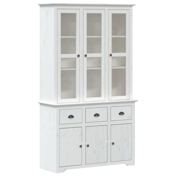 vidaXL Highborad "BODO" White 115.5x43x200.5 cm Solid Wood Pine