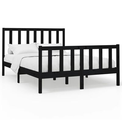 vidaXL Bed Frame Black Solid Wood Pine 150x200 cm King Size