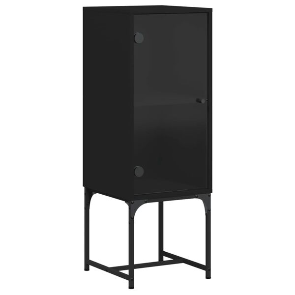 vidaXL Side Cabinet with Glass Doors Black 35x37x100 cm
