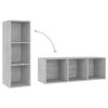 vidaXL 3 Piece TV Cabinet Set Concrete Grey Engineered Wood