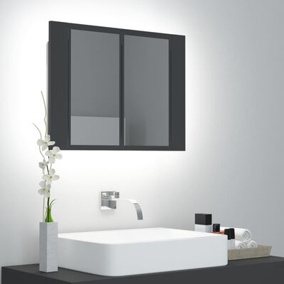 vidaXL LED Bathroom Mirror Cabinet Grey 60x12x45 cm Acrylic