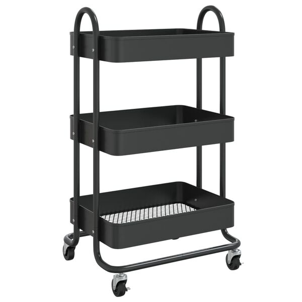vidaXL 3-Tier Trolley Black 43x34x79 cm Steel
