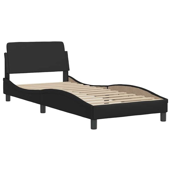 vidaXL Bed Frame "Dover" Black 90x190 cm Single Faux Leather