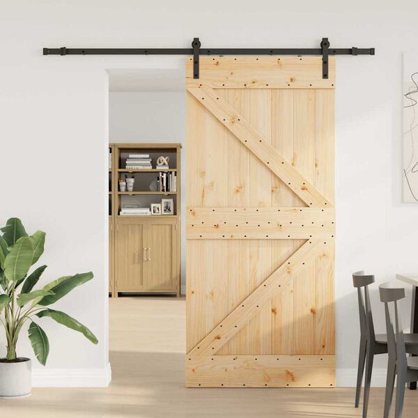 vidaXL Sliding Door with Hardware Set 90x210 cm Solid Wood Pine