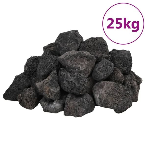 vidaXL Volcanic Rocks 25 kg Black 3-5 cm