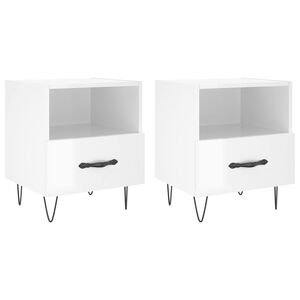 vidaXL Bedside Cabinets 2 pcs High Gloss White 40x35x47.5 cm Engineered Wood