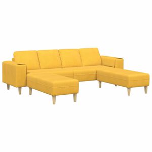 vidaXL Fabric Sofa Light Yellow Corduroy fabric