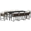 vidaXL Garden Dining Set 9 pcs Brown Poly Rattan
