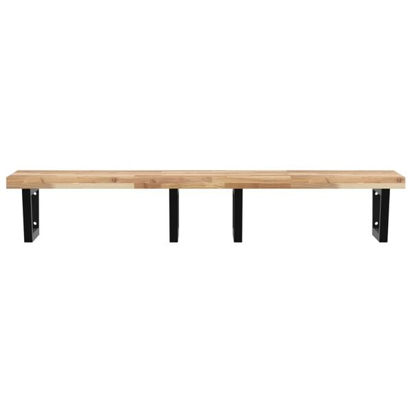 vidaXL Basin Shelf Wall Mounted Steel and Solid Wood Acacia
