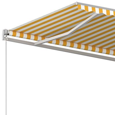 vidaXL Automatic Retractable Awning with Posts 6x3.5 m Yellow&White