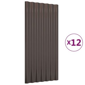 vidaXL Roof Panels 12 pcs Galvanised Steel Brown 80x36 cm