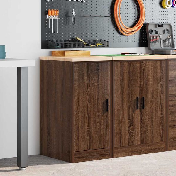vidaXL Garage Storage Cabinet Brown Oak 40x51x85 cm Solid Wood Pine