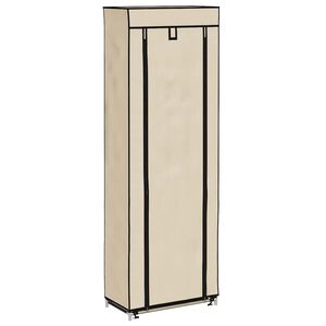 vidaXL Shoe Cabinet with Cover Cream 57x29x162 cm Fabric