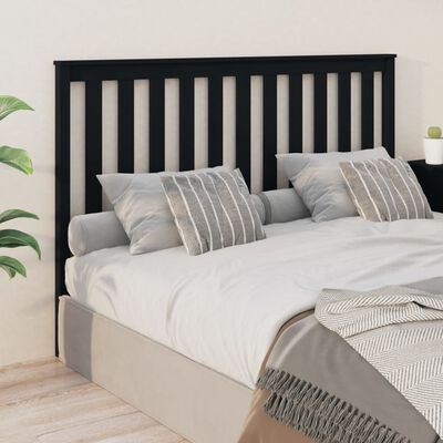 vidaXL Bed Headboard Black 166x6x101 cm Solid Wood Pine