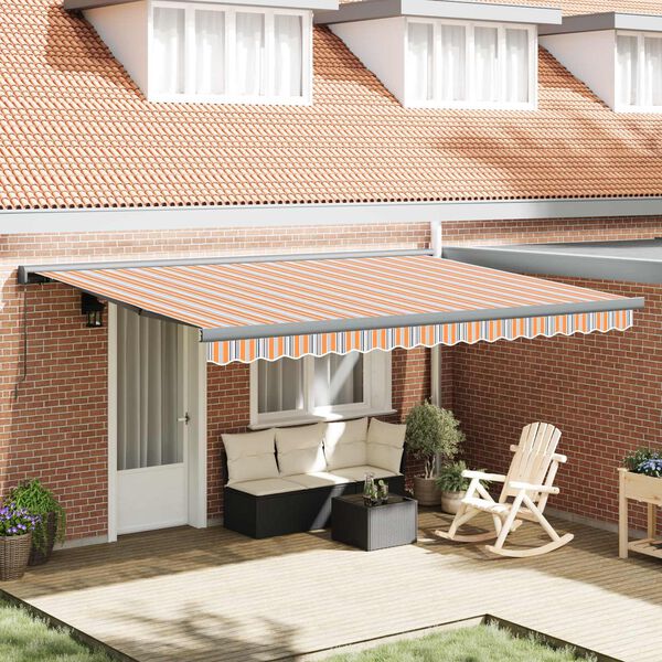 vidaXL Retractable Awning Orange and Grey 400 x 300 cm