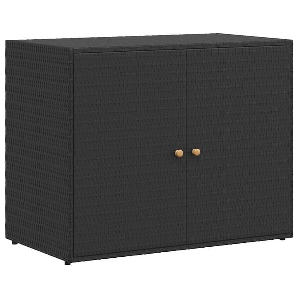 vidaXL Garden Storage Cabinet Black 100x55.5x80 cm Poly Rattan