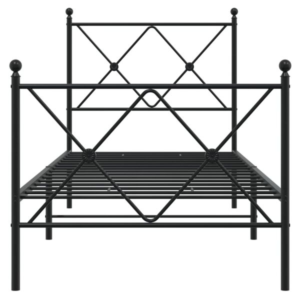 vidaXL Metal Bed Frame without Mattress with Footboard Black 80x200cm