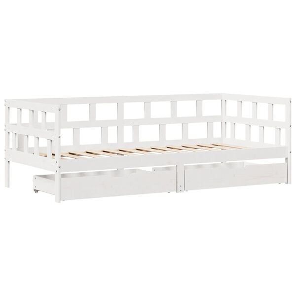 vidaXL Daybed with Drawers without Mattress White 80x200 cm Solid Wood