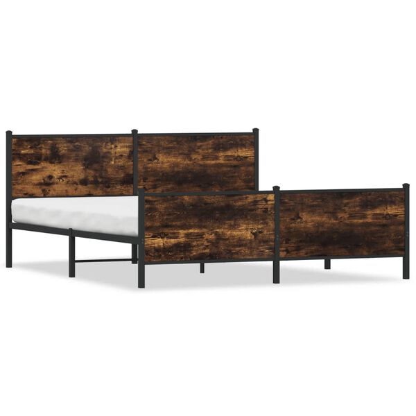 vidaXL Metal Bed Frame without Mattress Smoked Oak 183x213 cm