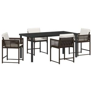vidaXL Garden Dining Set 5 pcs Brown Poly Rattan