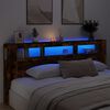 vidaXL LED Headboard Smoked Oak 220x18.5x103.5 cm Engineered Wood