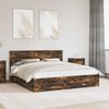 vidaXL Bed Frame with Drawer Smoked Oak 200 x 200 cm Engineered Wood