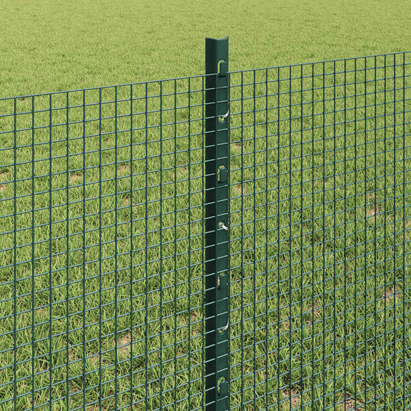 vidaXL Fence with Post Green 0.6 x 50 m Steel and PVC