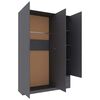 vidaXL 3-Door Wardrobe Grey 120x50x180 cm Engineered Wood