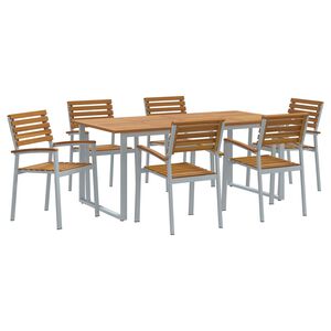 vidaXL Garden Dining Set 7 pcs Grey Solid Acacia Wood