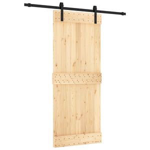 vidaXL Sliding Door Natural and Black 85 x 210 cm Solid Pine Wood