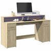 vidaXL Desk with LED Lights Sonoma Oak 160x55x91 cm Engineered Wood