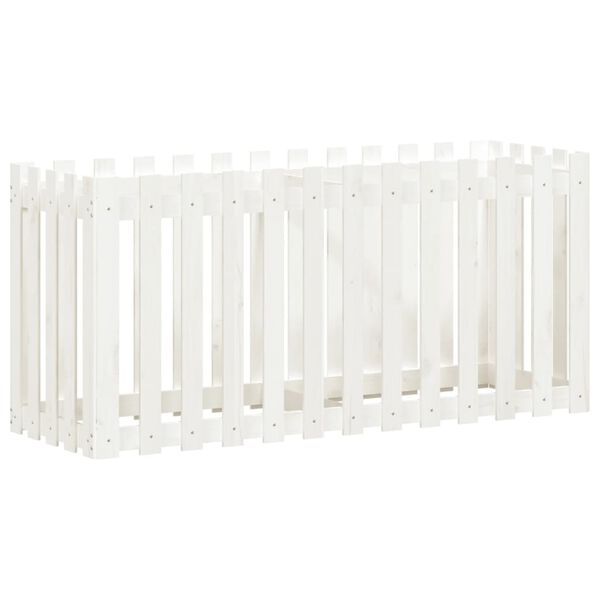 vidaXL Garden Raised Bed with Fence Design White 150x50x70 cm Solid Wood Pine
