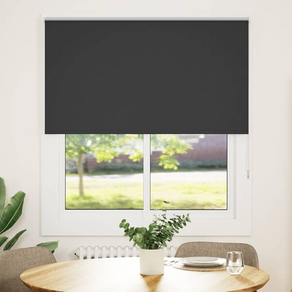 vidaXL Roller Blind Blackout Black 135x130 cm Fabric Width 131.6 cm Polyester