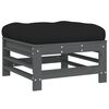 vidaXL Garden Footstool with Cushion Grey Solid Wood Pine