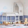 vidaXL Loft Bed with Ladder and Roof without Mattress White 90x190 cm Single