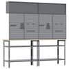 vidaXL Work Bench Set with Shelf with Storage 8 pcs Grey Steel