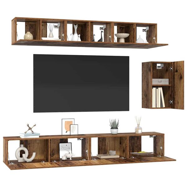 vidaXL TV Cabinet Set with Drawer 6 pcs Old Wood Engineered Wood