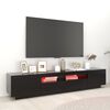 vidaXL TV Cabinet with LED Lights Black 200x35x40 cm
