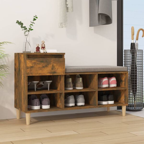 vidaXL Shoe Cabinet Smoked Oak 102x36x60 cm Engineered Wood
