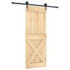 vidaXL Sliding Door Natural and Black 80 x 210 cm Solid Pine Wood