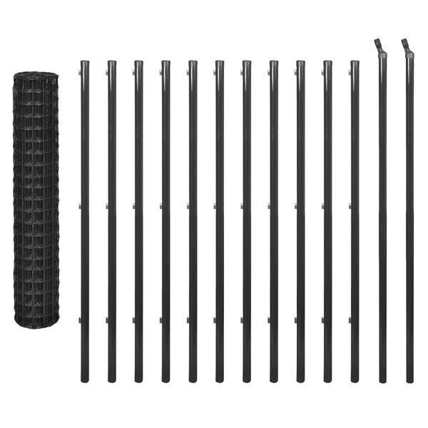 vidaXL Euro Fence Steel 25x1.5 m Grey