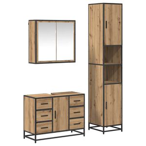 vidaXL Bathroom Furniture Set 3 pcs Artisan Oak Engineered Wood