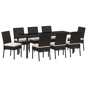 vidaXL Garden Dining Set 9 pcs Cream Powder-Coated Steel