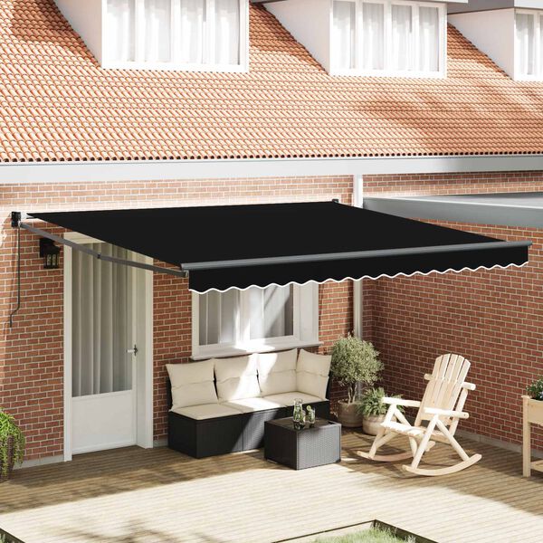 vidaXL Retractable Awning Black 400 x 300 cm Polyester and Aluminium