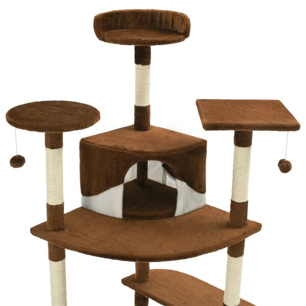 vidaXL Cat Tree with Sisal Scratching Posts 203 cm Brown and White