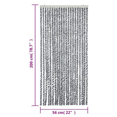 vidaXL Fly Curtain Grey and Black and White 56x200 cm Chenille
