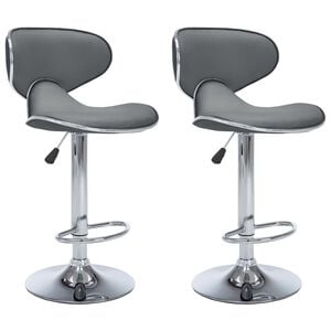 vidaXL Bar Stool | Set of 2 | Grey | Faux leather | Adjustable | Swivel