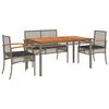 vidaXL 5 Piece Garden Dining Set with Cushions Grey Poly Rattan